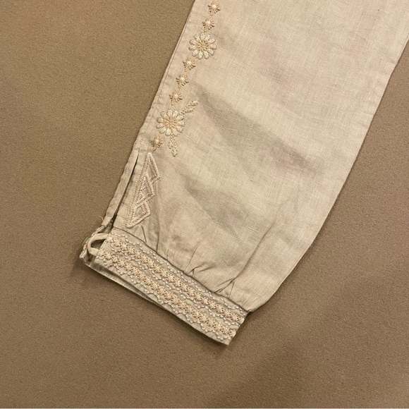 JW Los Angeles Linen Embroidered Joggers Size Small - Picture 7 of 13